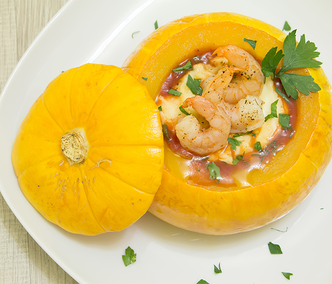 Camarão na Moranga (Shrimp in pumpkin)