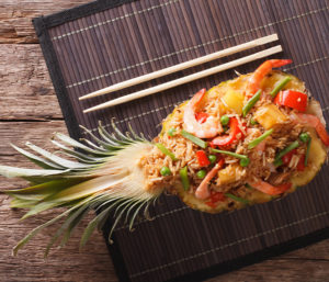 Pineapple Boat with Fried Rice and Shrimp