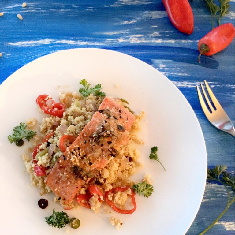 Salmon Fillet and Spicy Moroccan Couscous Panamei Seafood