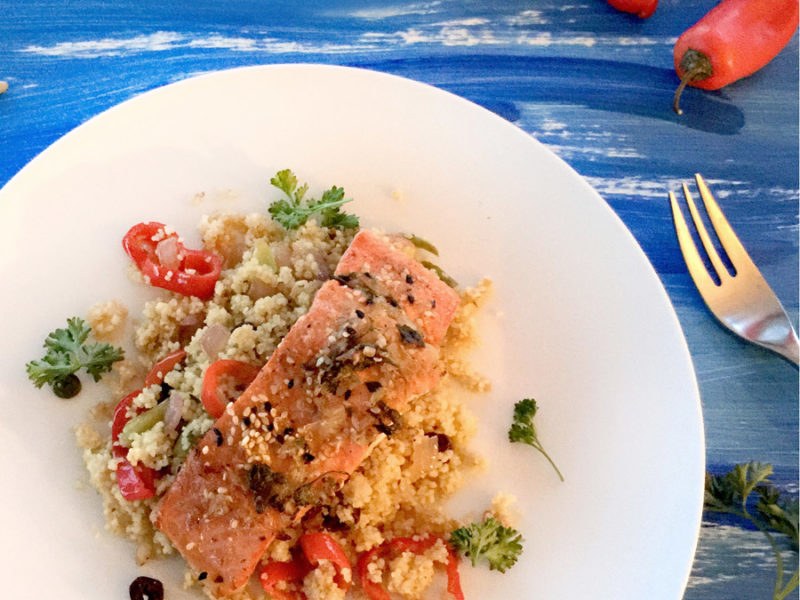 Salmon Fillet and Spicy Moroccan Couscous